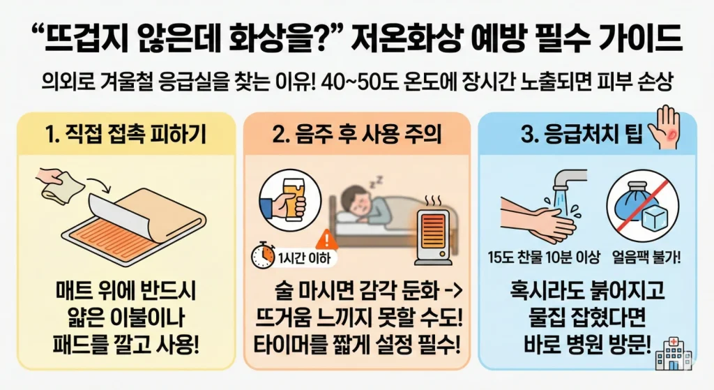 2026년 겨울 준비! 온열기구 전기세 30% 아끼고 안전하게 쓰는 실전 꿀팁 4 저온화상
화상
겨울철