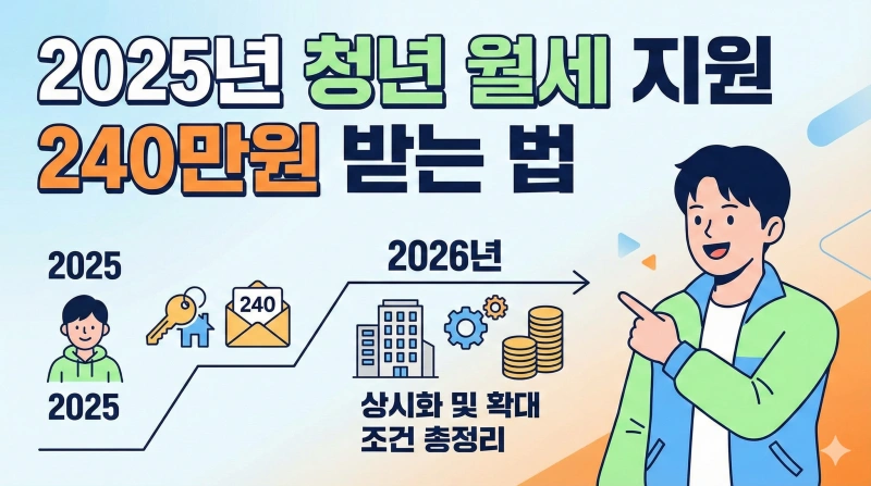 2025년 청년 월세 지원 240만원 받는 법: 2026년 상시화 및 확대 조건 총정리 청년 월세 지원, 청년 월세 지원 조건, 청년 월세 지원 신청 방법, 2025 청년 정책, 복지로 월세 지원