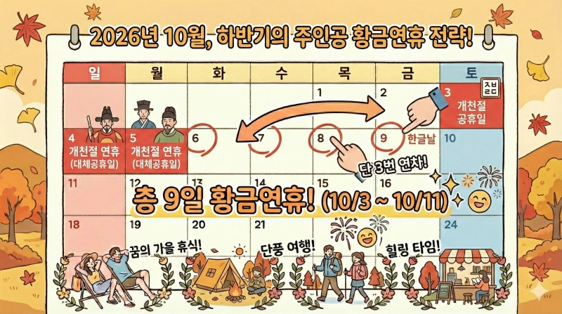2026년 공휴일 및 황금연휴 달력: 연차 쓰기 가장 좋은 날은 언제일까? 4 2026 황금연휴 3