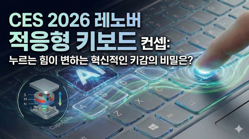 레노버 적응형 키보드, CES 2026, 레노버 컨셉 키보드, 옵티컬 액추에이션, 가변 키감 키보드, 리전 프로 롤러블, 자가충전 키보드, 레노버 신제품, 게이밍 키보드 추천, 미래형 키보드