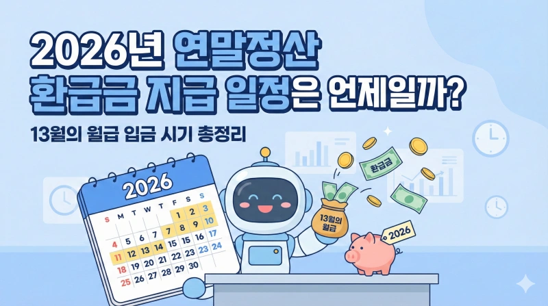 연말정산 환급금 지급일정, 2026년 연말정산, 13월의 월급, 연말정산 환급금 조회, 홈택스 간소화 서비스, 연말정산 2월 급여, 연말정산 3월 급여, 소득공제 세액공제, 연말정산 미리보기, 연말정산 환급 시기