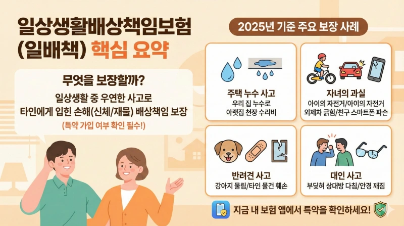 일상생활배상책임보험, 가족일상생활배상책임보험, 누수 보상 범위