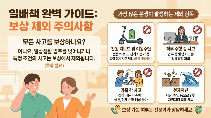 일상생활배상책임보험, 가족일상생활배상책임보험, 누수 보상 범위