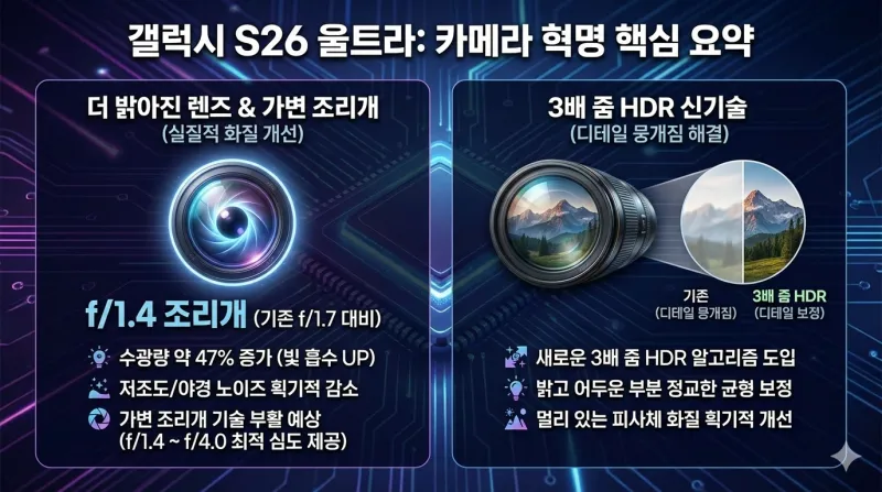 갤럭시 S26 스펙과 신기술 핵심 정리: 2nm 칩셋과 60W 충전의 시대 3 갤럭시 S26 스펙, 갤럭시 S26 신기술, 갤럭시 S26 울트라, 엑시노스 2600, 스냅드래곤 8 엘리트 5세대, 60W 고속 충전, 프라이버시 디스플레이, One UI 8.5, S26 카메라, 삼성 2nm 공정