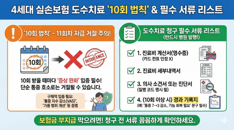 도수치료 실비 청구, 도수치료 보험금 서류, 4세대 실손보험 도수치료, 실비 보험료 할증, 도수치료 횟수 제한, 도수치료 관리급여, 2026년 실손보험 인상, 도수치료 소견서, 비급여 할증 기준, 실비 청구 거절 사유