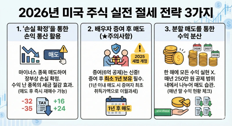 2026년 미국 주식 세금 양도소득세 신고 가이드: 절세 방법부터 계산까지 한 번에 끝내기 3 미국 주식 세금, 양도소득세 신고, 해외주식 절세, 2026년 양도소득세, 미국 주식 공제, 손익통산, 배우자 증여 절세, 금투세 폐지, 해외주식 세금 계산기, 5월 양도소득세 확정신고