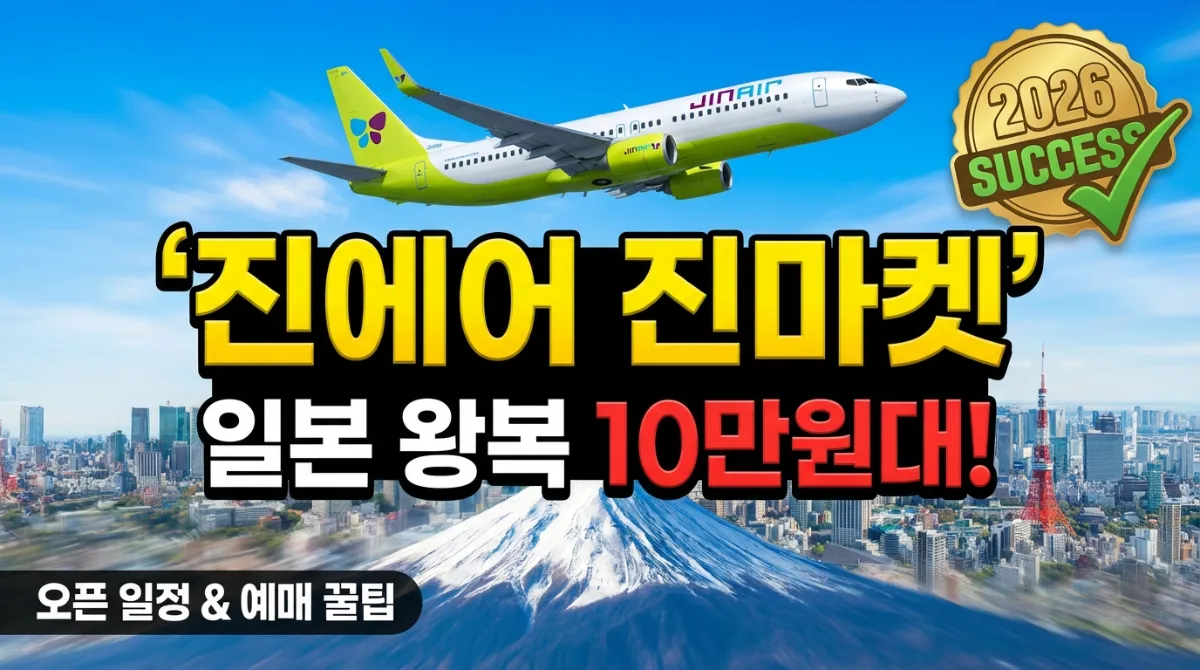 2026년 진에어 진마켓 오픈 일정 및 일본 왕복 10만원대 항공권 예매 성공을 위한 꿀팁 안내