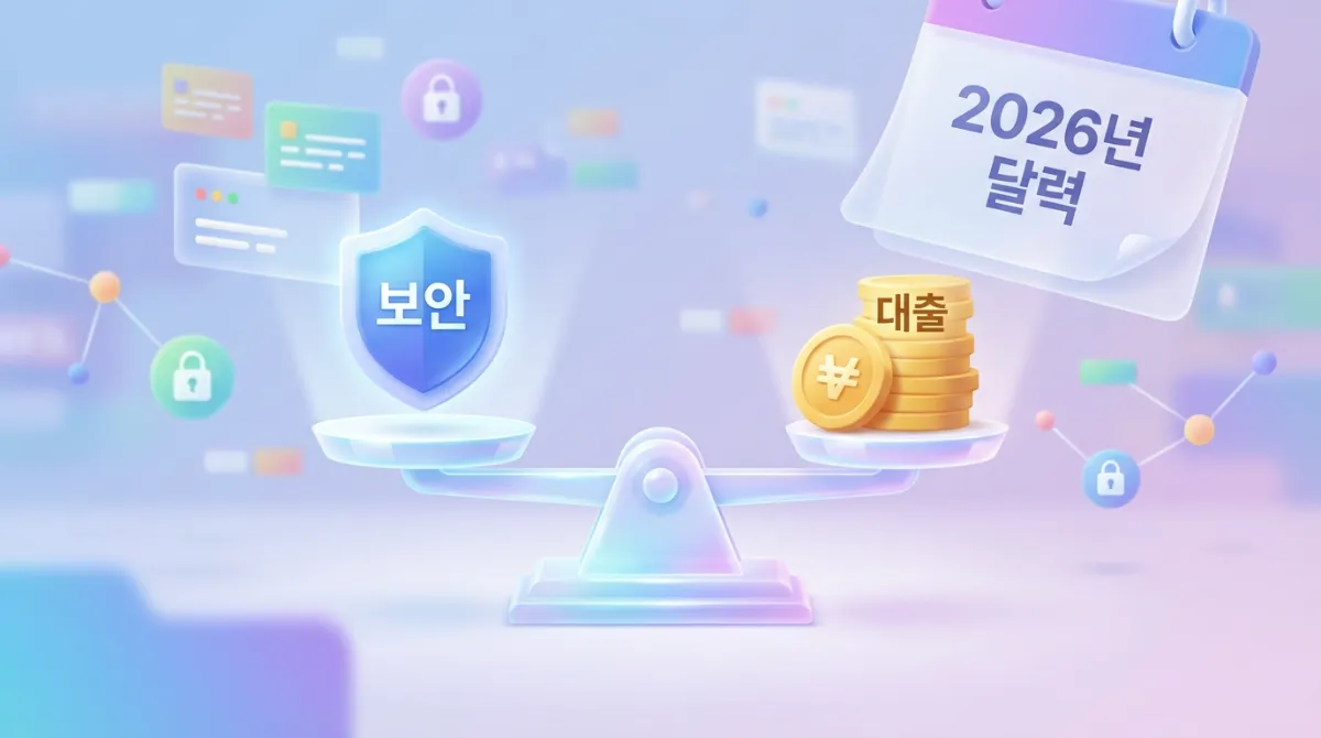 2026년 보험 약관대출 신청 방법 완벽 가이드: 급전 필요할 때 피싱 사기 피하는 법 4 2026년 보안과 대출의 균형을 상징하는 방패와 동전 저울 일러스트레이션 - Rank Math SEO 2026 최적화 이미지
