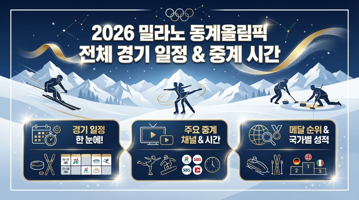 2026 밀라노 코르티나 동계올림픽 경기 일정 및 한국 중계 시간과 주요 관전 포인트 요약 안내