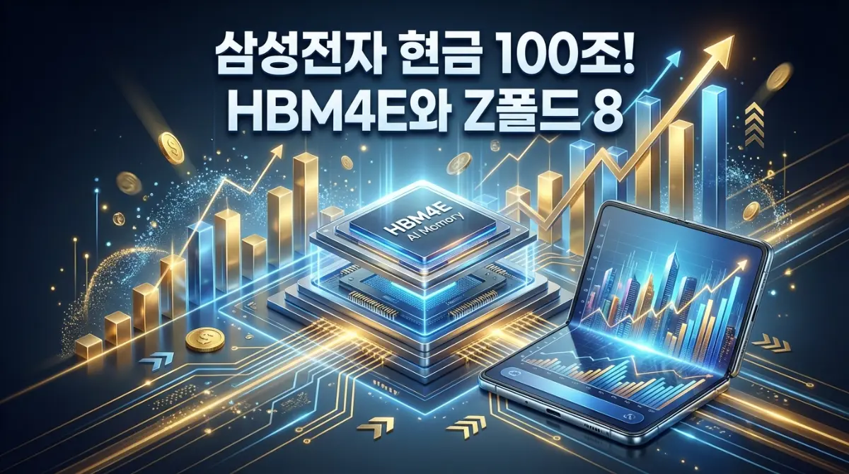 2026년 삼성전자 순현금 100조 돌파: HBM4E 양산 시설 투자와 갤럭시 Z 폴드 8 와이드 모델 유출 정보