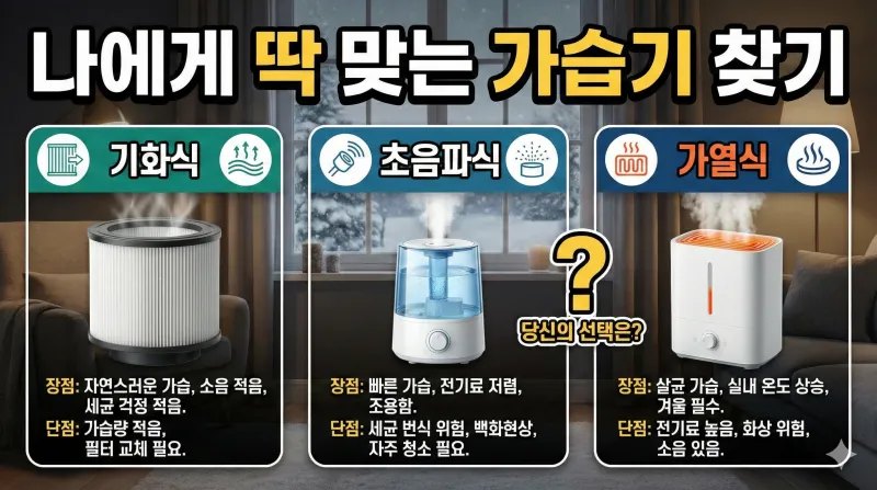 가습기 추천, 기화식 가습기, 초음파 가습기, 가열식 가습기, 겨울철 습도 관리, 아기 가습기 추천, 가습기 세척법, 복합식 가습기, 가습기 비교, 신생아 가습기