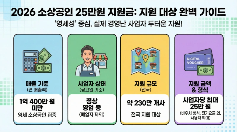 2026 소상공인 25만원 지원금, 누가 어떻게 받을 수 있을까? 신청 방법 및 대상 완벽 가이드 1 경영안정바우처, 소상공인 지원금 신청, 2026 소상공인 예산, 영세 소상공인 지원, 전기요금 특별지원, 소상공인24, 소상공인 정책자금, 민생회복지원금, 소상공인 경영부담 완화