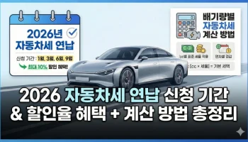 2026년 자동차세 연납 신청 기간 및 할인율 혜택과 배기량별 자동차세 계산 방법 총정리 2026년 자동차세 연납, 자동차세 연납, 자동차세 계산, 자동차세 할인율, 위택스 자동차세, 1월 자동차세 연납, 자동차세 교육세, 전기차 자동차세, 자동차세 신청방법, 자동차세 감면