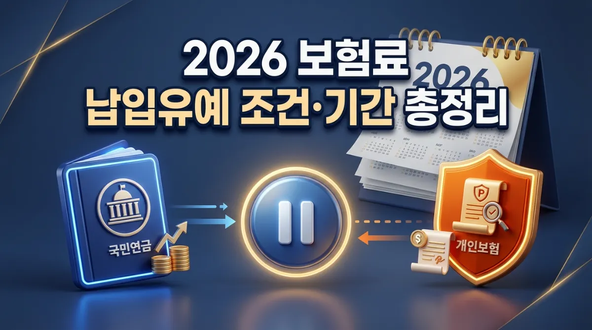 2026년 보험료 납입유예 신청 방법 및 국민연금 vs 개인보험 조건 기간 비교