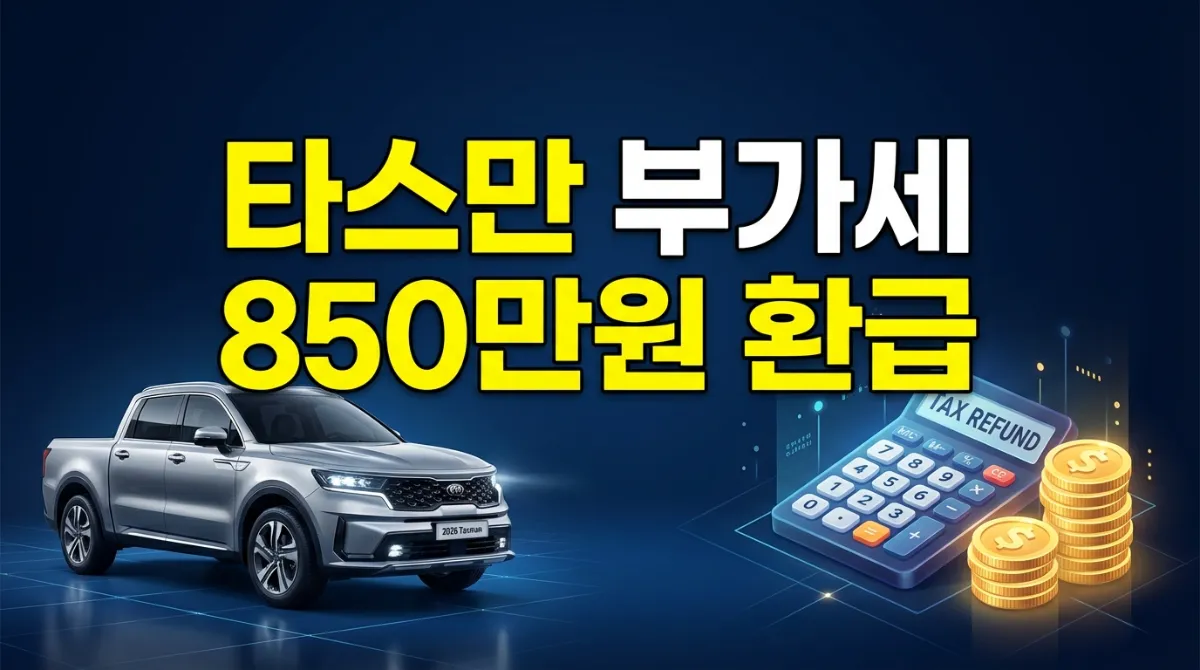 2026 기아 타스만 개인사업자 부가세 환급 계산법 및 이용자명의 리스 850만원 세금 혜택 가이드