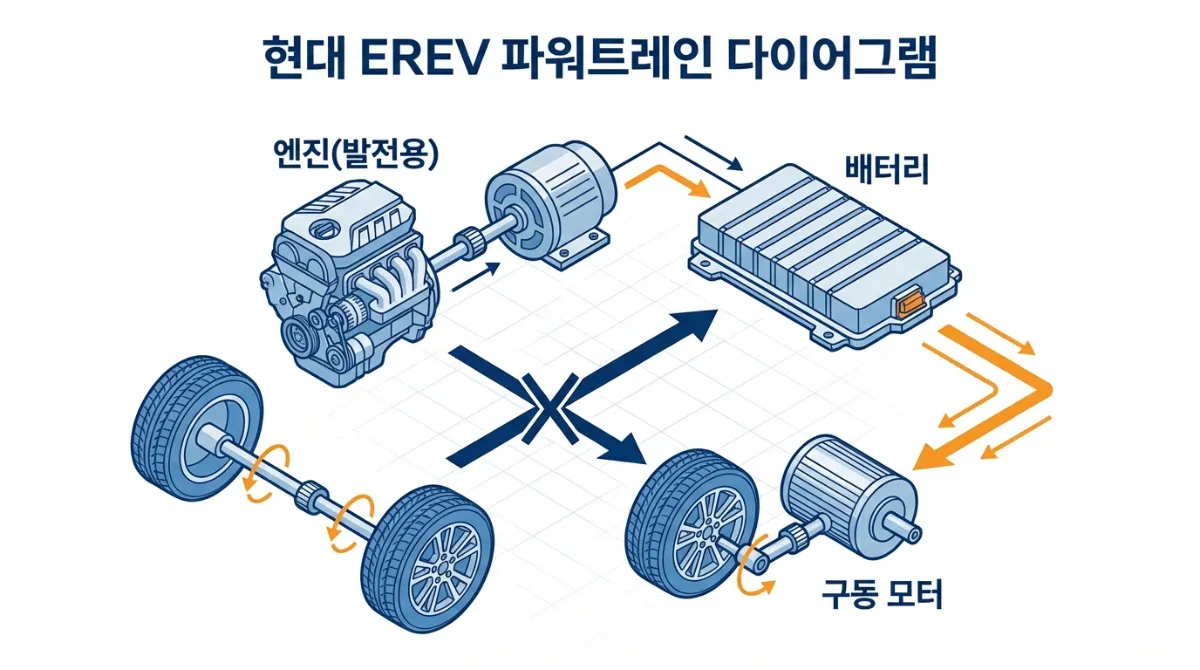 2026 싼타페 페이스리프트 EREV 파워트레인 구조