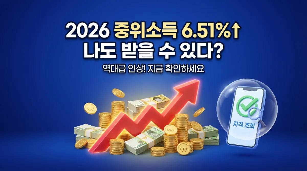 2026 기준 중위소득표 6.51% 인상 내용과 생계급여 조회 및 신청 자격 확인