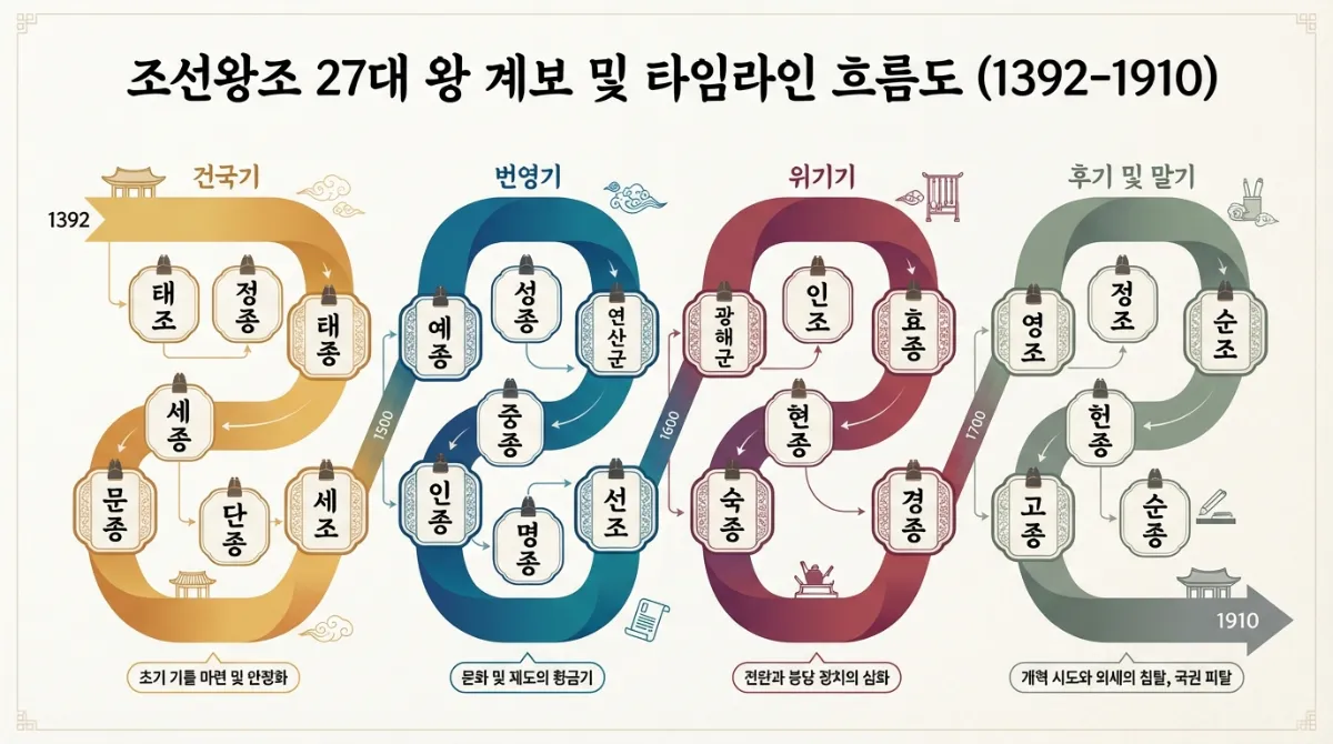 태정태세문단세 조선 왕조 계보도 인포그래픽
