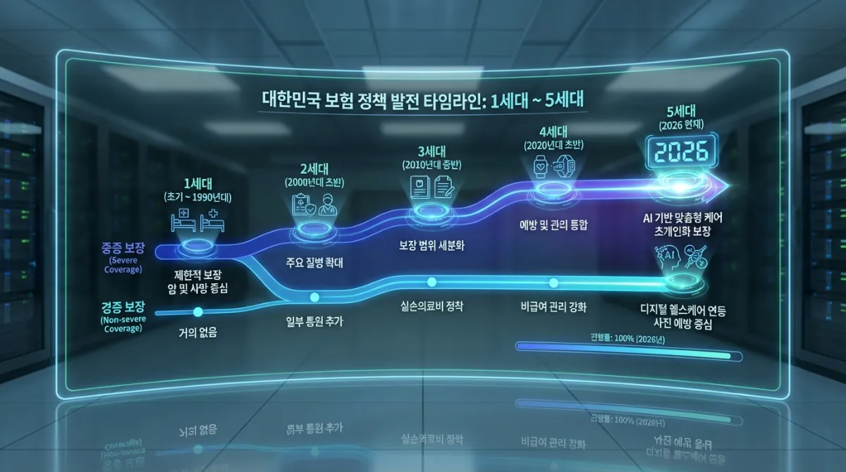 2026년 사회초년생 실비보험: 5세대 개편 전 가입해야 할까? (가격/청구법 완벽 정리) 2 실비보험 1세대부터 5세대 변천사 비교