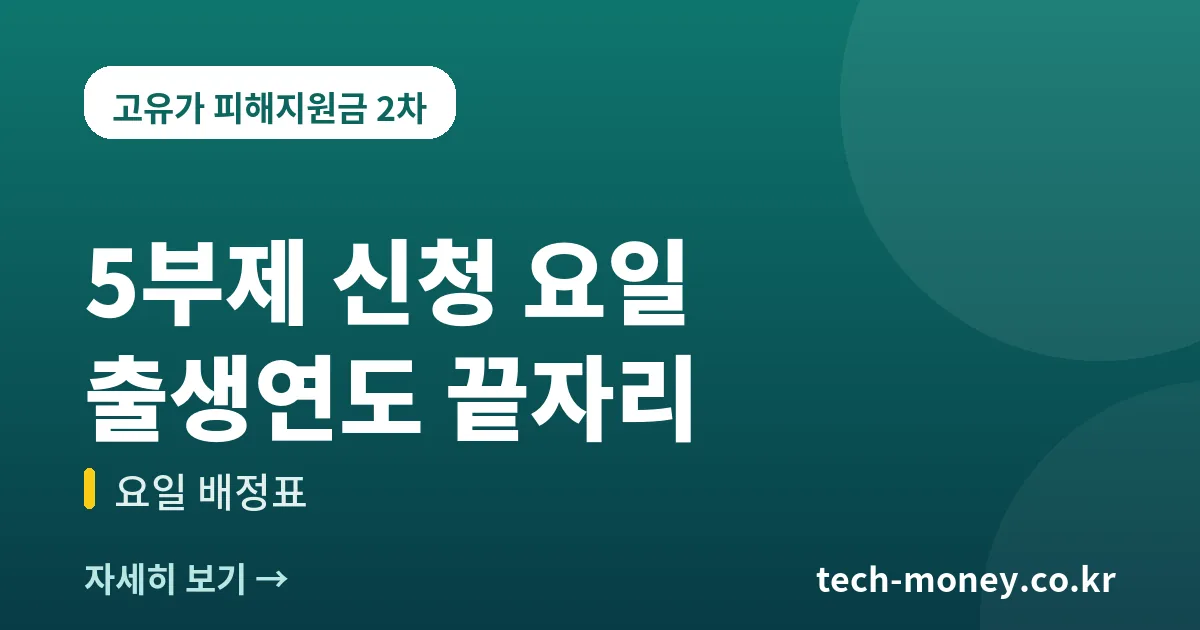 고유가 피해지원금 5부제 신청 요일 (출생연도 끝자리) 1 고유가 피해지원금 5부제 신청 요일