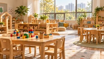 햇살이 드는 유아 교실 풍경